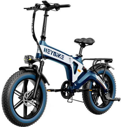 Heybike - Tyson Foldable E-bike w/ 55mi Max Operating Range & 28 mph Max Speed - Blue