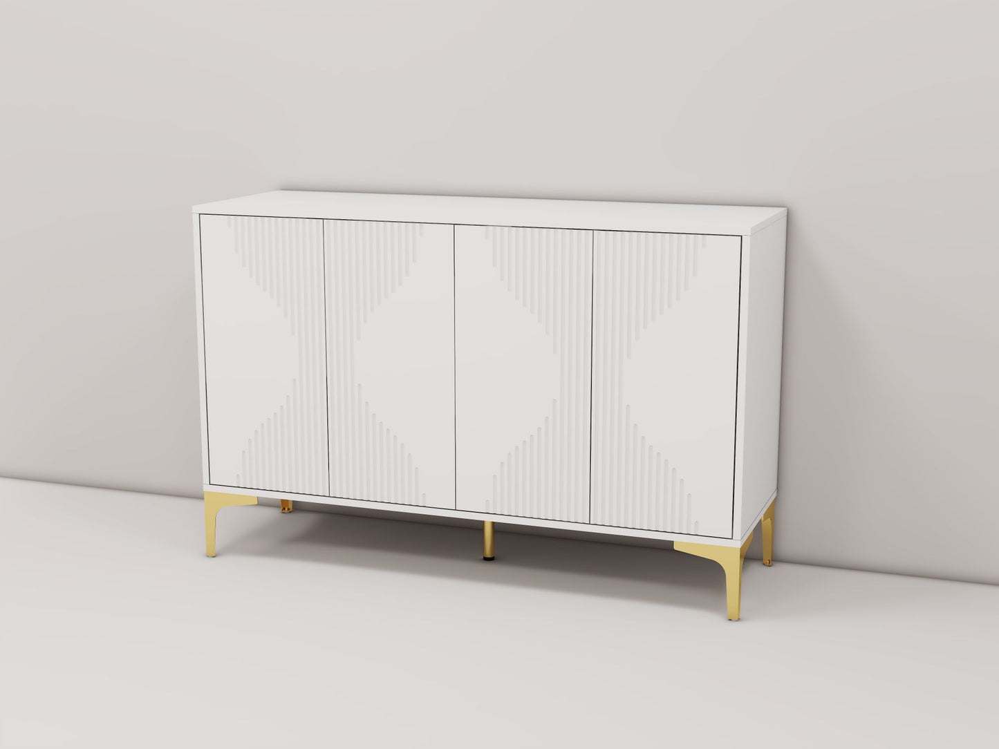 White four-door cream style side cabinet