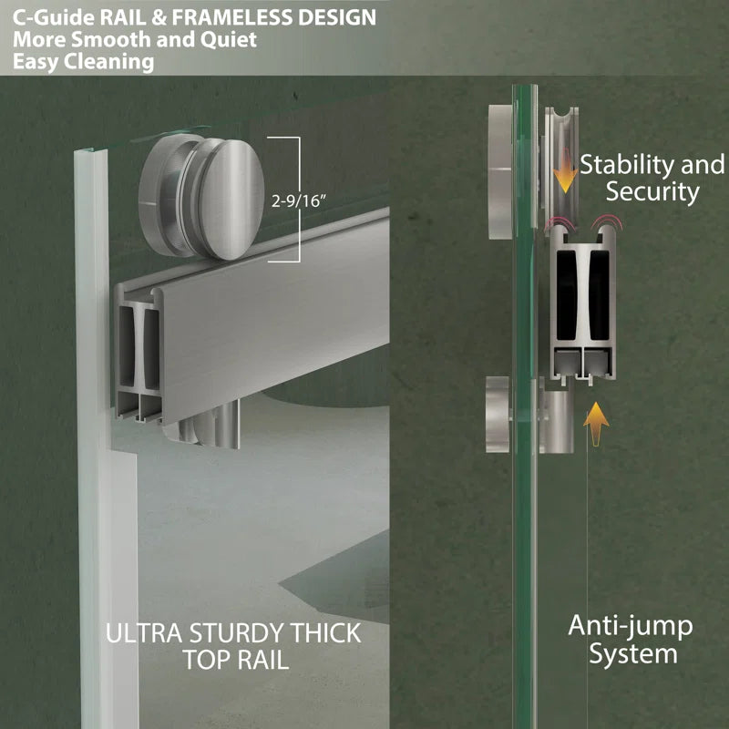 73" W x 79" H  Double Sliding Door Shower Door With Closing System