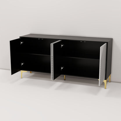 4 door black blister modern side cabinet