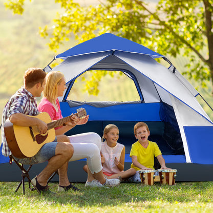 4-Person White + Blue Single-Sheet Umbrella Tent