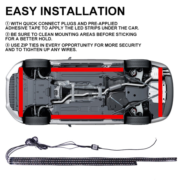 Under Car Light 90–120 Clear RF 4PCS in a Set