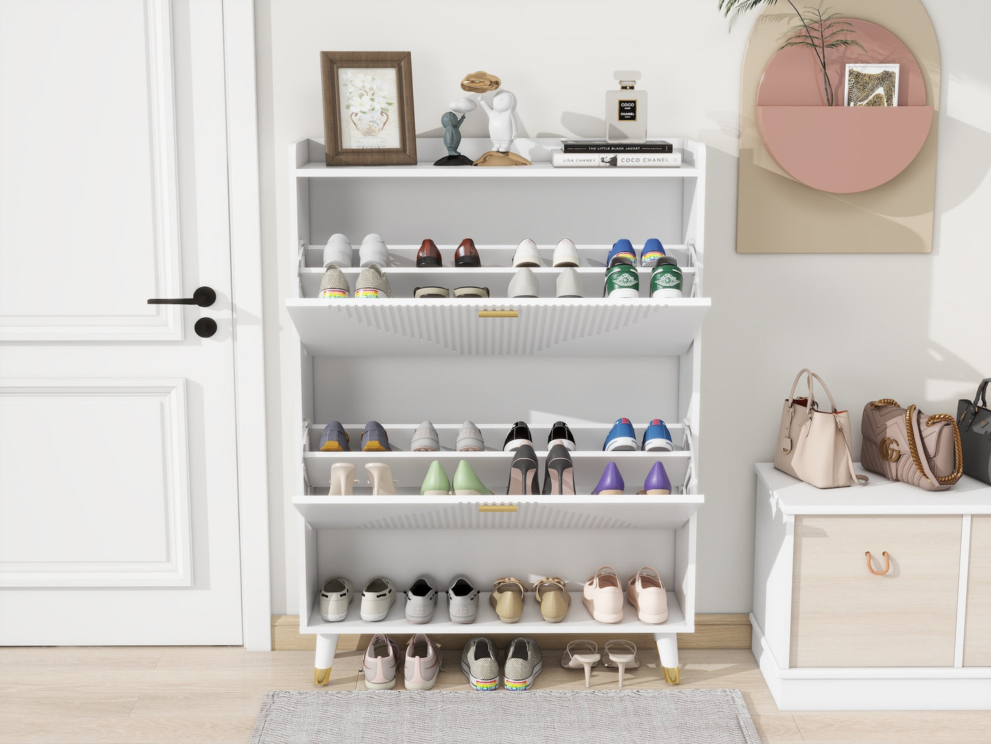 White Two-turn Cup Shoe Cabinet