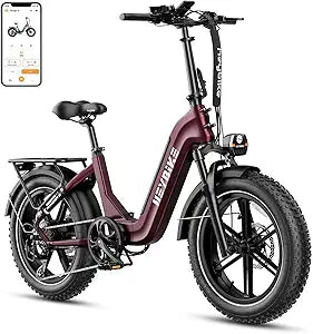 Heybike Ranger S Electric Bike for Adults, Foldable 1400W Peak Motor Ebike, 20" x 4.0" Fat Tire Step-Thru Electric Bicycle, 48V 14.4AH Removable Battery Commuter E Bike, 7-Speed Hydraulic Fork