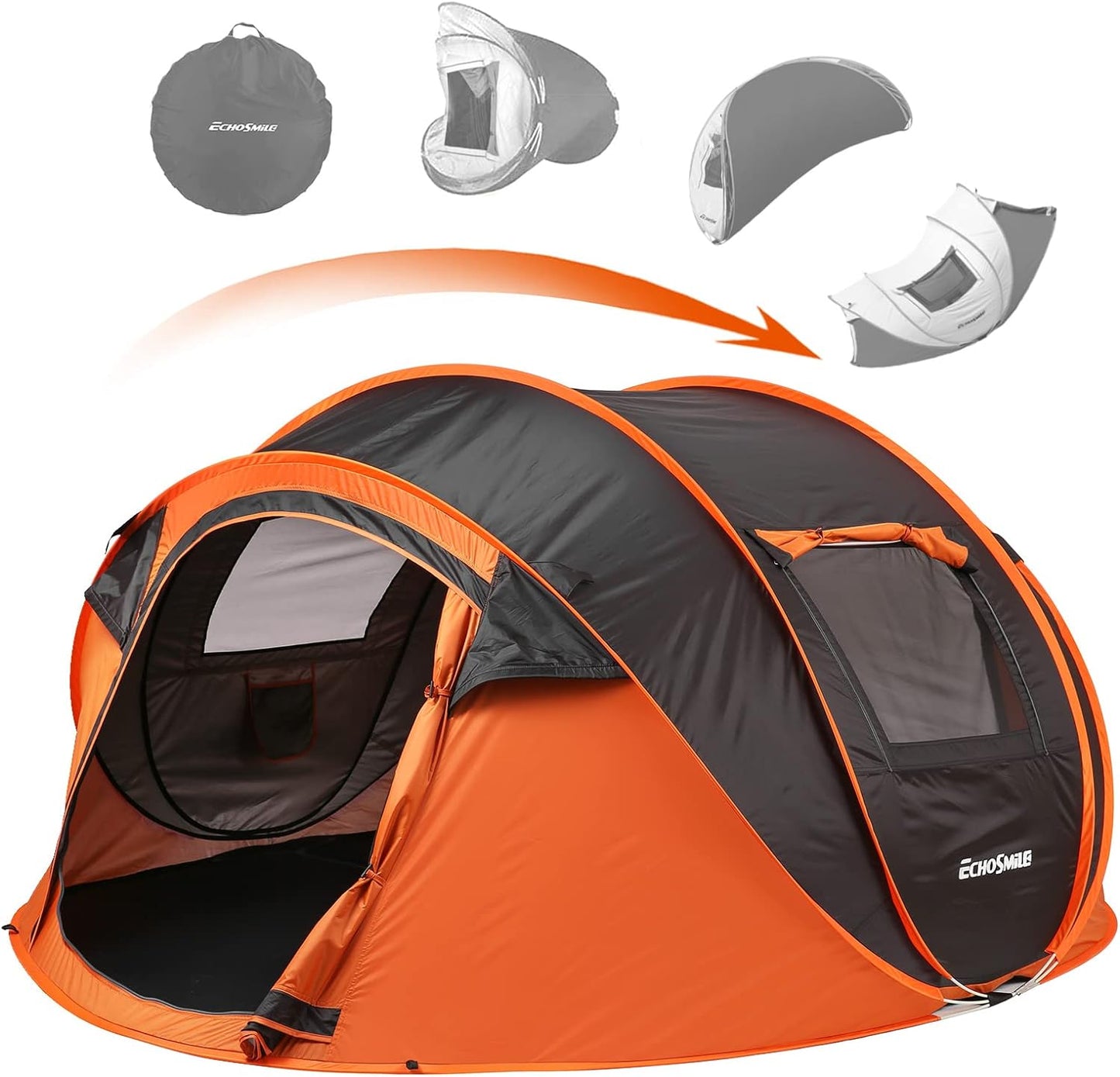 4-6 Persons White + Orange Pop-Up Boat Tent