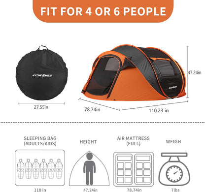 4-6 Persons White + Orange Pop-Up Boat Tent