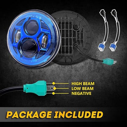 7 Inch Spider Headlight Without Aperture-Blue-Pair Black Box