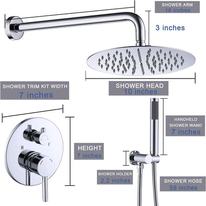 L-8001S-Shower System Shower Faucet Combo Set Wall Mounted with 10" Rainfall Shower Head and handheld shower faucet, Chrome Finish Shower Faucet Rough-In