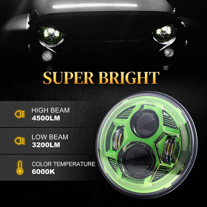 7 Inch Spider Headlight Without Aperture-Green-Pair Black Box