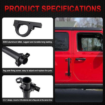 2007-2017 Jeep Tail Light Flag Pole Bracket-Set