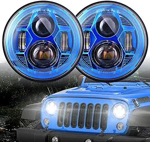 7 Inch Spider Headlight Without Aperture-Blue-Pair Black Box