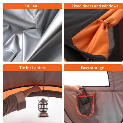 4-6 Persons White + Orange Pop-Up Boat Tent