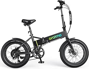 Oraimo Folding Electric Bike for Adults, 750W Brushless Motor(Peak 1000W), 48V 12Ah Hidden Battery Up to 50 Miles, 3.5H Fast Charge, 20" Fat Tire Ebike, 7 Speed Gear (Magic Black, with Fenders)