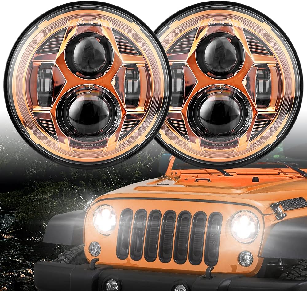 7 Inch Spider Headlight Without Aperture – Orange – Black Box