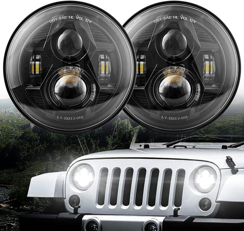 7 inch spider headlight without aperture - black - black box