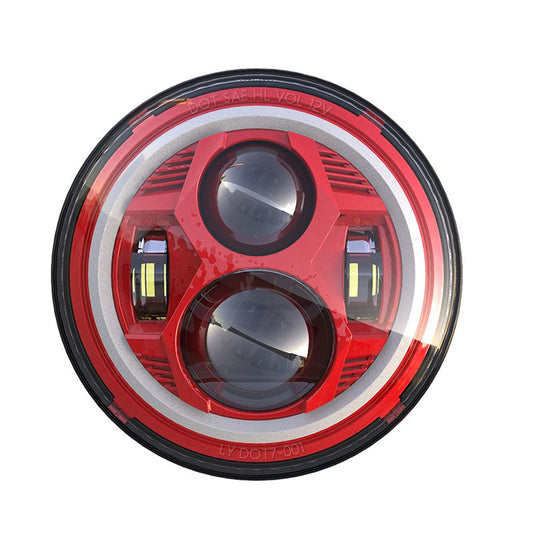 7 Inch Spider Headlight With Aperture-red-single Black Box