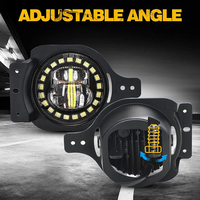 4 inches-JL Clock Fog Lamp-LED-Wire Included-Pair Black Box