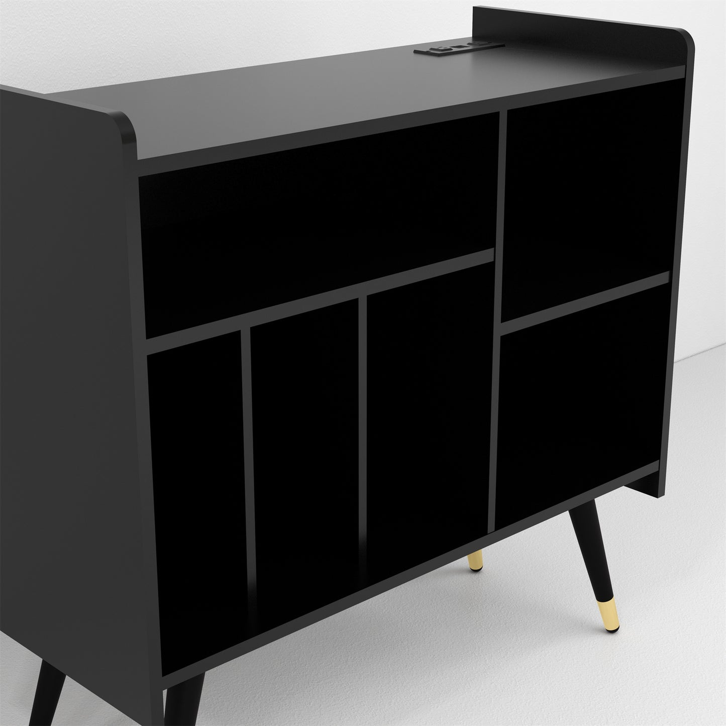 Six-Compartment Record Rack With USB Port