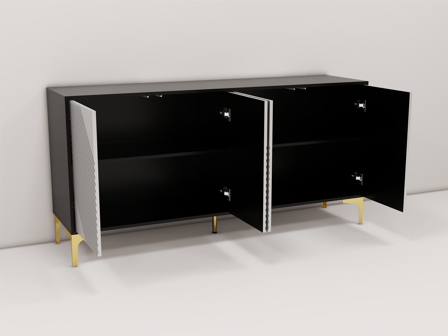 4 door black blister modern side cabinet