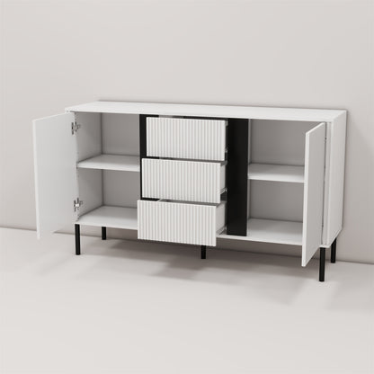 White blister modern three drawers and two door side cabinets