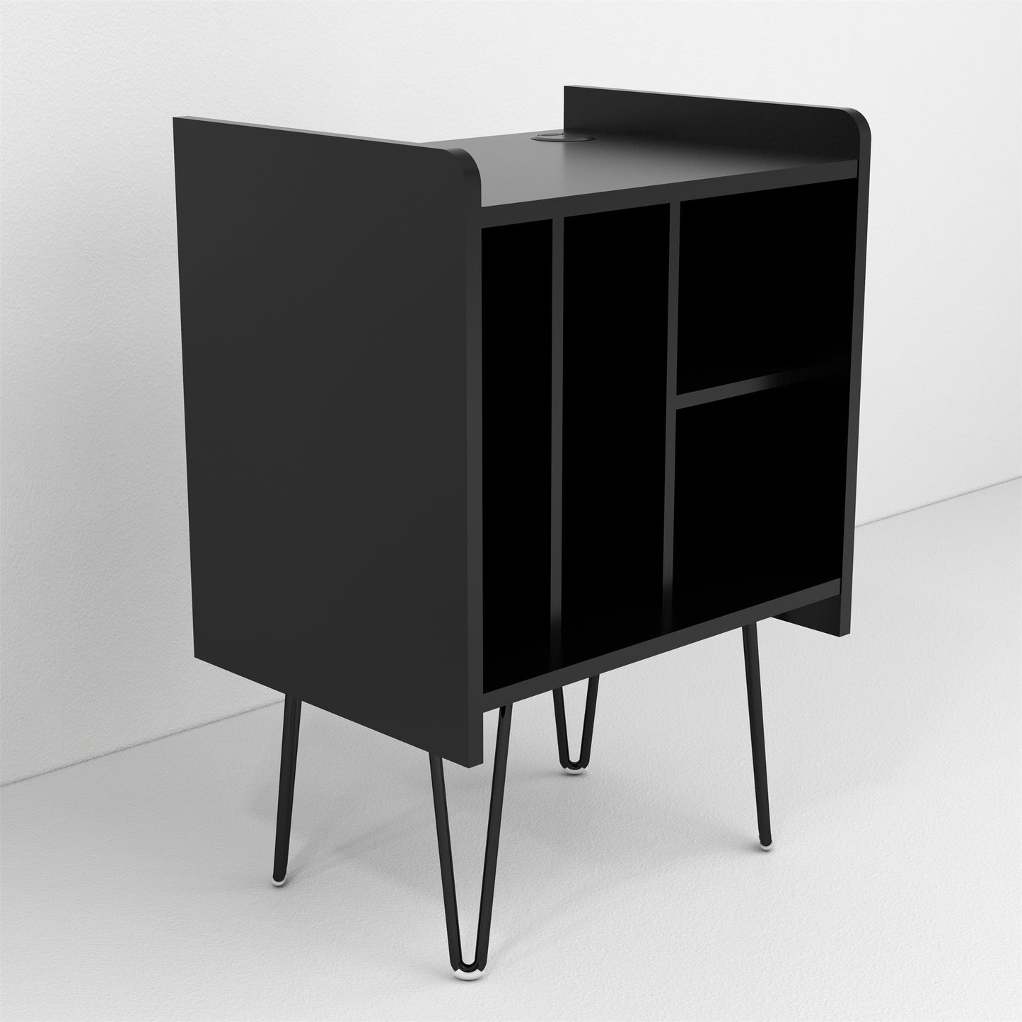 Four-Compartment Record Rack With Usb Port