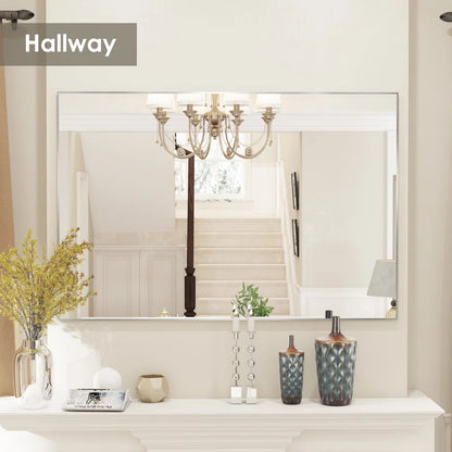 60" x 40"（Silver）Lesamuel Wall Mounted Vanity Mirror w/ Aluminum Frame for Bedroom, Entryway, Living Room