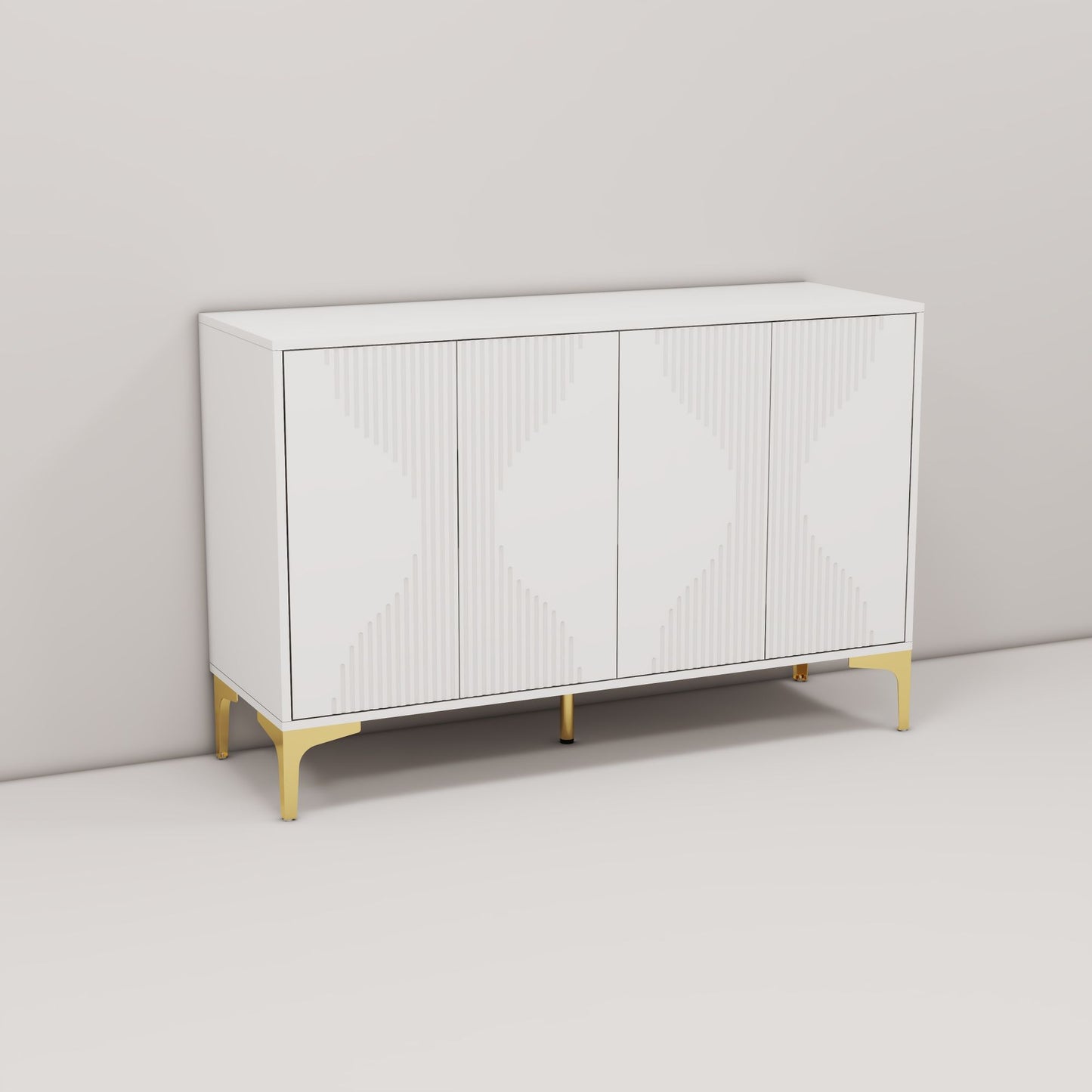 White four-door cream style side cabinet