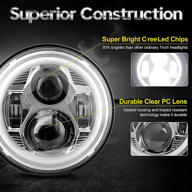 7 inch spider headlight with aperture-silver-pair black box