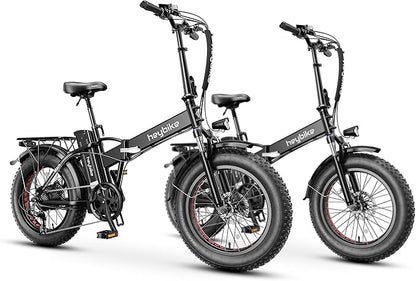 Heybike Mars Electric Bicycle Foldable 20" x 4.0 Fat Tire Electric Bicycle with 1000W Peak Motor，624WH Removable Battery and 50 Miles Max Range, Dual Shock Absorber for Adults