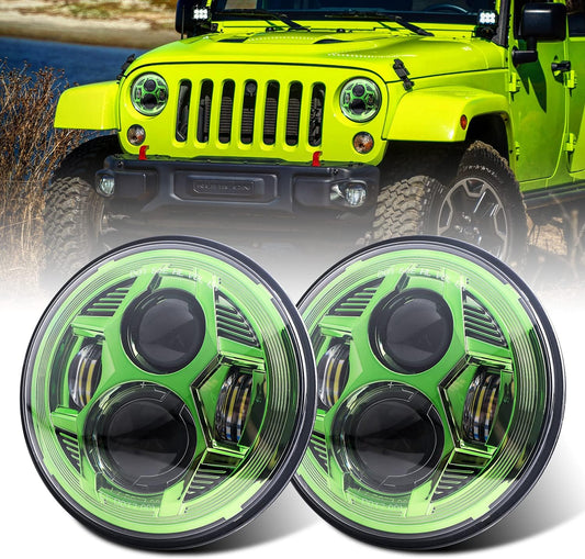 7 Inch Spider Headlight Without Aperture-Green-Pair Black Box