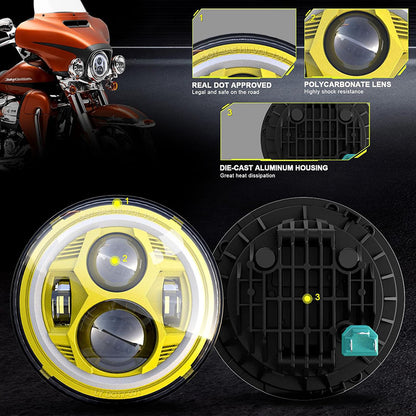 7 Inch Spider Headlight With Aperture-yellow-single Black Box