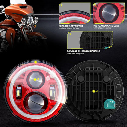 7 Inch Spider Headlight With Aperture-red-single Black Box