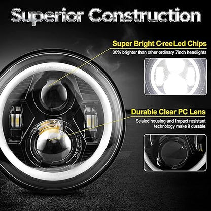 7-inch Spider Headlight with Aperture-Black-Pair Black Box