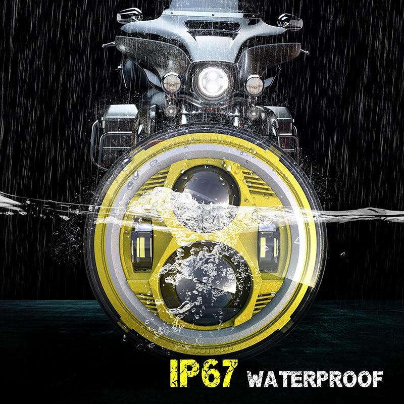 7 Inch Spider Headlight With Aperture-yellow-single Black Box