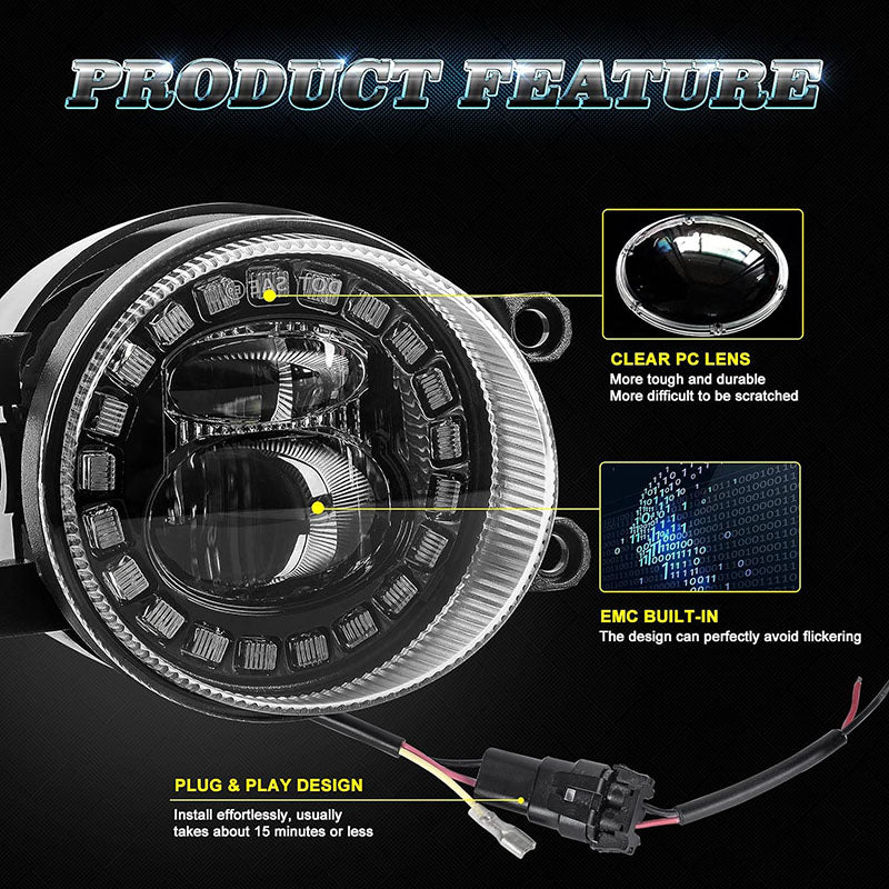 4 Inch Toyota Fog Lamp - Clock Type - Black - Pair Black Box