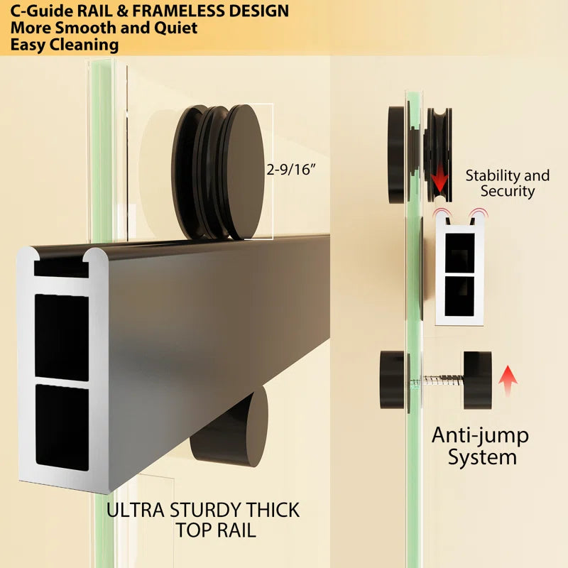 73" W x 79" H Frameless Shower Door with Advanced Closing System