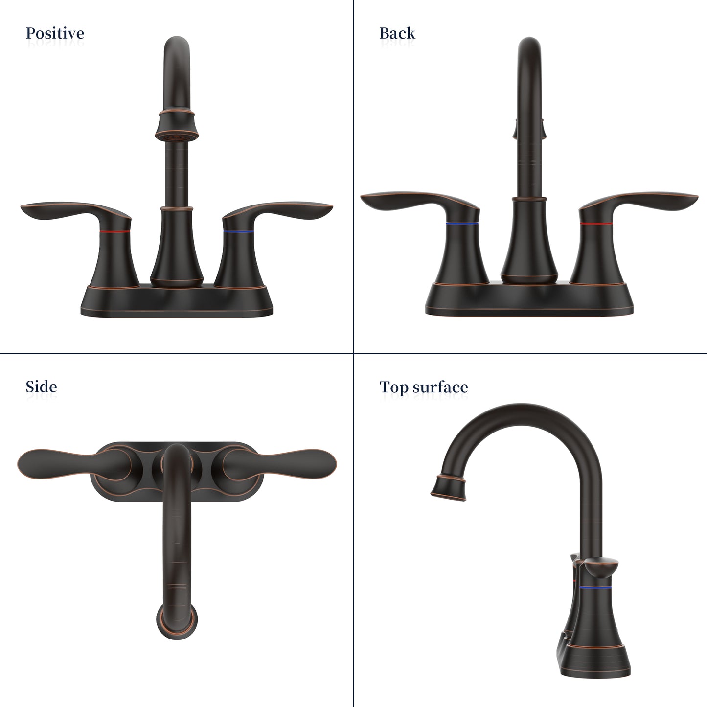 4011B-ORB  | 2-Handle 4-Inch Oil Rubbed Bronze Bathroom Faucet, Bathroom Vanity Sink Faucets with Pop-up Drain and Supply Hoses 