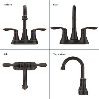 4011B-ORB  | 2-Handle 4-Inch Oil Rubbed Bronze Bathroom Faucet, Bathroom Vanity Sink Faucets with Pop-up Drain and Supply Hoses 