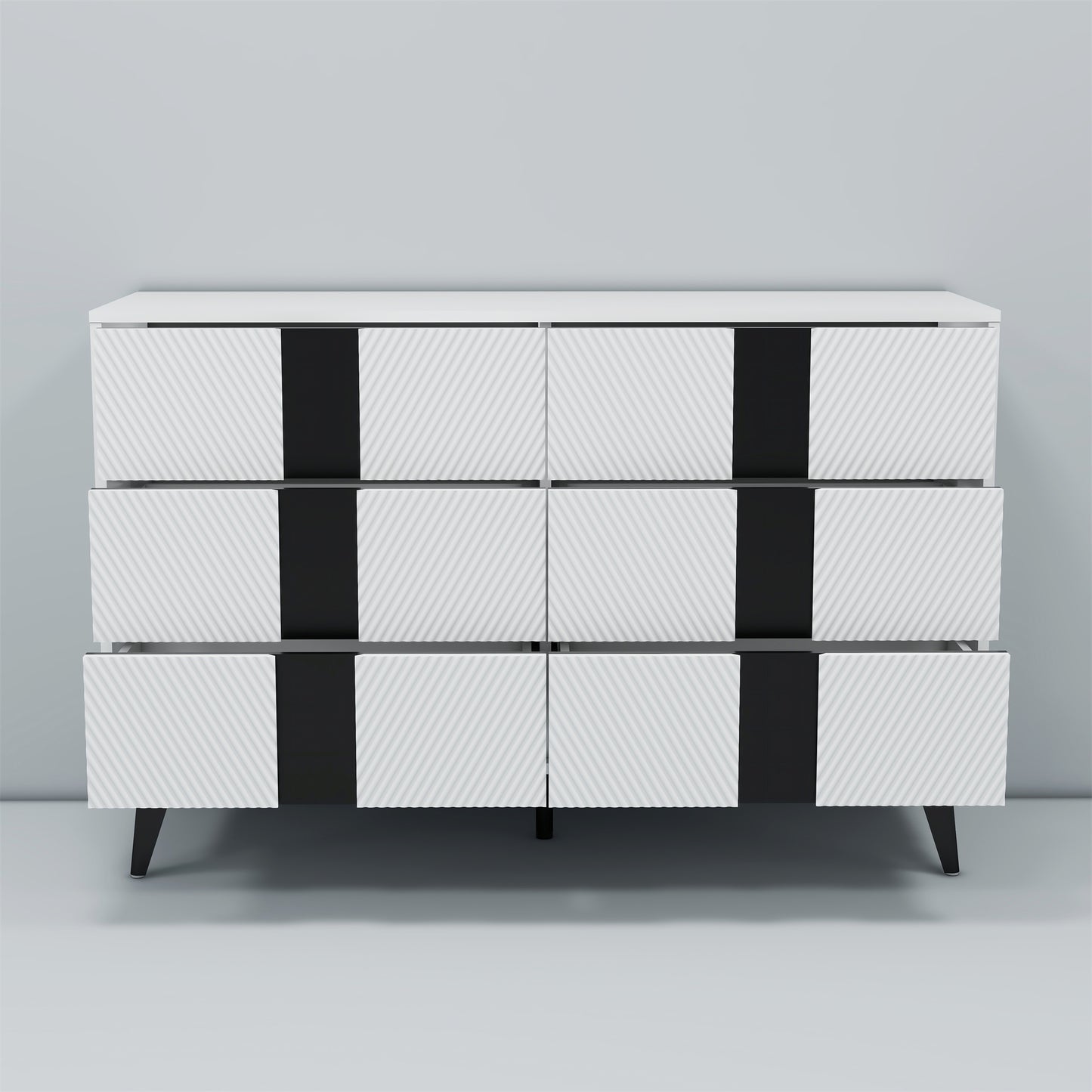 White blister six-drawers dresser cabinet