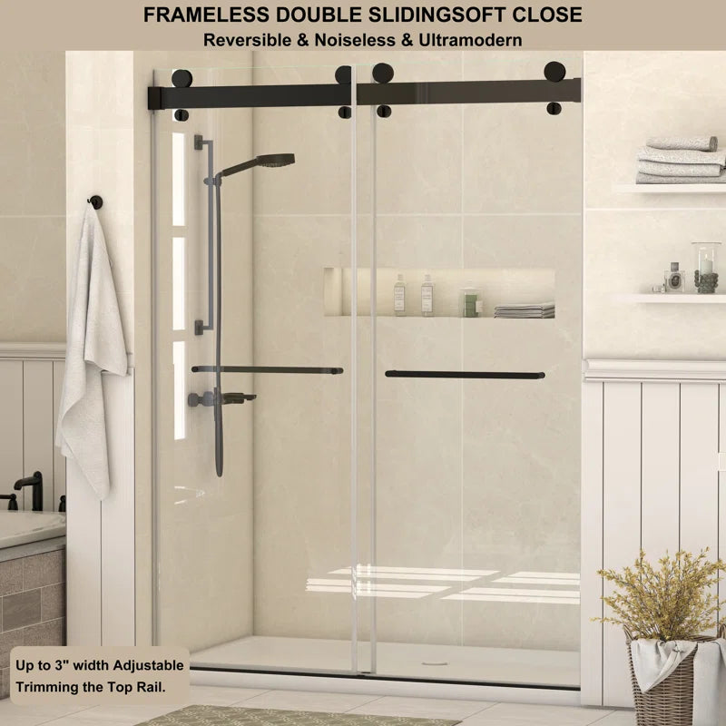 60" W x 79" H Double Sliding Door Shower Door With Closing System