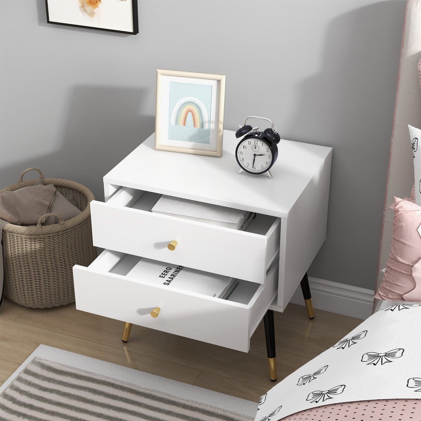 2 Drawers Nightstands (WHITE)