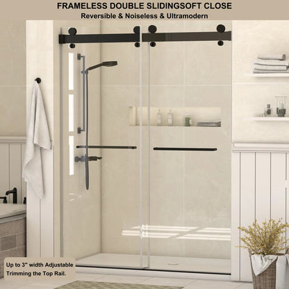 60" W x 79" H Double Sliding Door Shower Door With Closing System