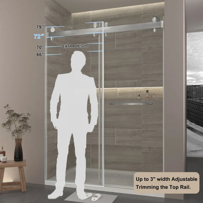 73" W x 79" H  Double Sliding Door Shower Door With Closing System