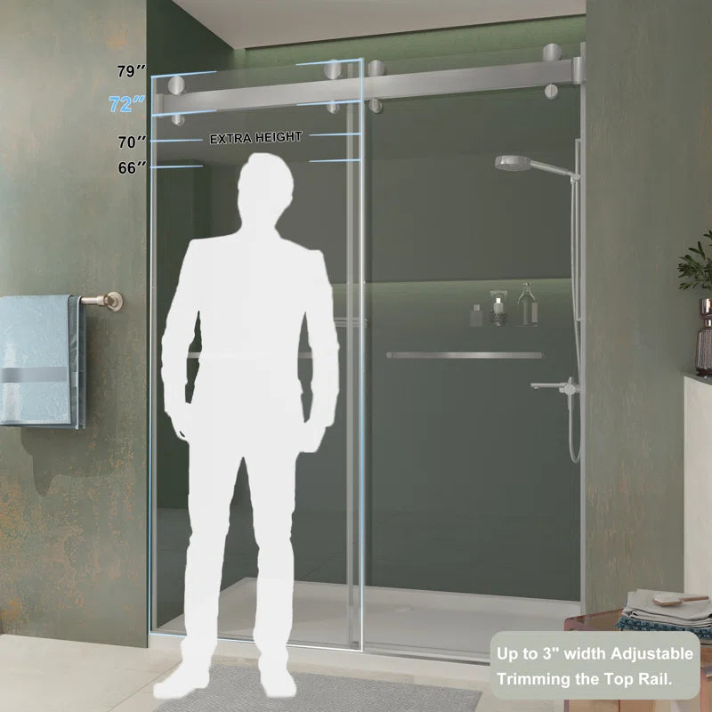 73" W x 79" H  Double Sliding Door Shower Door With Closing System