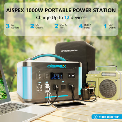 Power Play 1000W, Portable Power Station, 1280Wh Backup LiFePO4 Battery, 110V/1000W AC Outlet