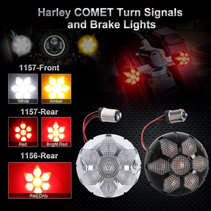 Halley’s Comet Signal Light-1157 Silver White Yellow-Smoked Lens