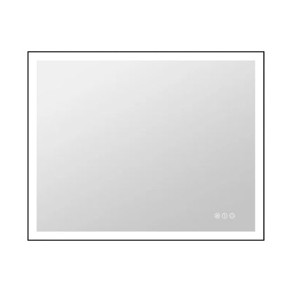 40"x32" Detjon Black Framed Anti-Fog LED Lighted Dimmable Wall Mounted Bathroom Vanity Mirror