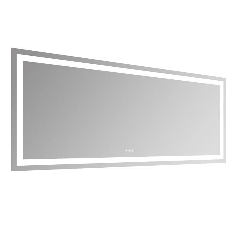 72" X 32" Tempered Glass Frameless LED Bathroom Mirror with Front and Backlight, Stepless Dimmable Wall Mirrors with Anti-Fog, 3 Colors, LED Vanity Mirror(Horizontal/Vertical)