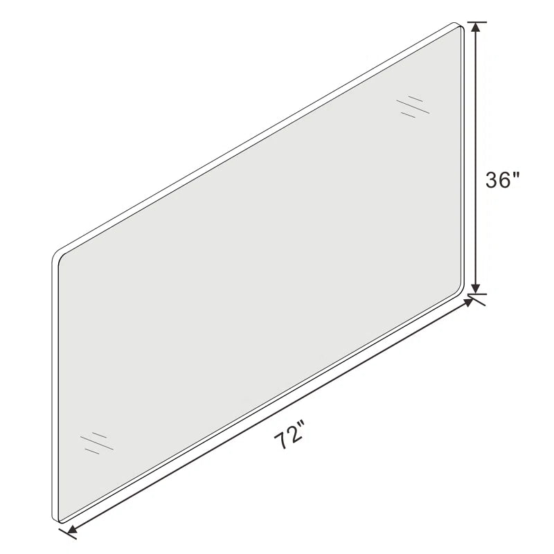 72" x 36"Filleted Corner Wall Mounted Mirror, Bathroom Mirror, Vanity Wall Mirror With Metal Frame