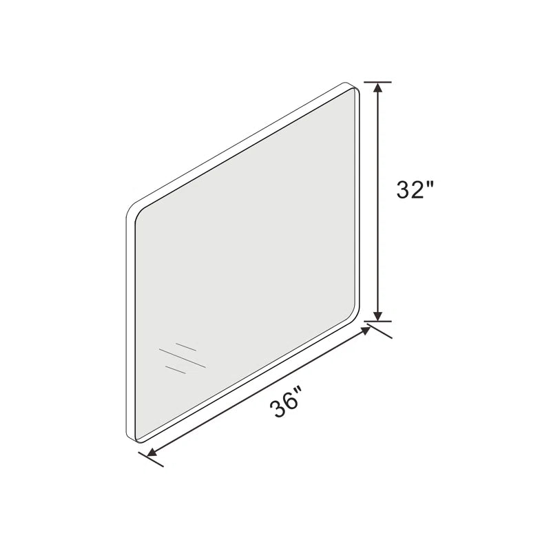 32" x 36"Filleted Corner Wall Mounted Mirror, Bathroom Mirror, Vanity Wall Mirror With Metal Frame